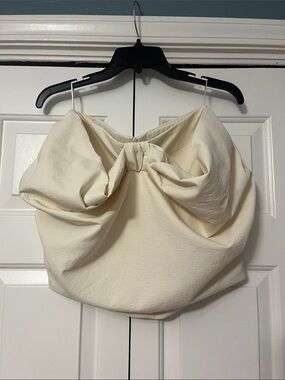 Zara Cream Bow drapped mini skirt